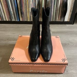 Dolls Kill Black Snakeskin Cowboy booties Boots Size 7